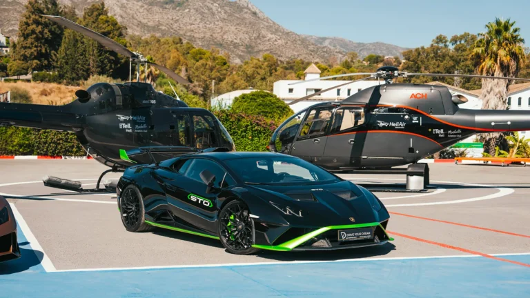 Heliair Marbella - Fly & drive - Lamborghini parked heliport